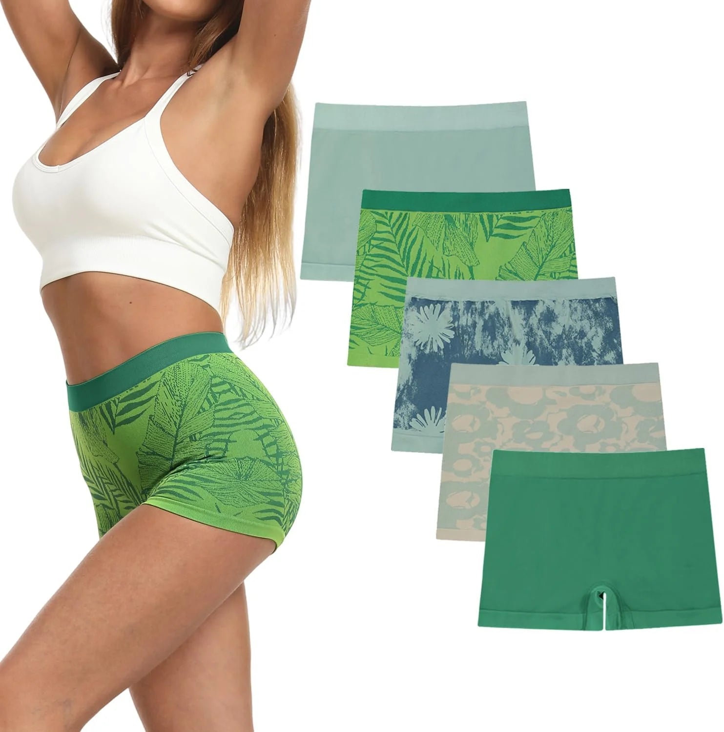 R RUXIA Women's Boyshort Panties Seamless Nylon Underwear Stretch Boxer Briefs 5 Pack