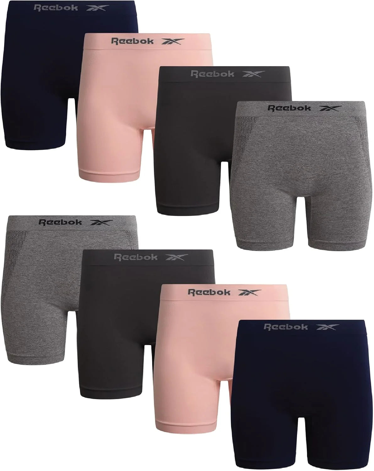 Reebok Womens Boyshorts 8 Pack 6'' Inseam Long Leg Performance Underwear