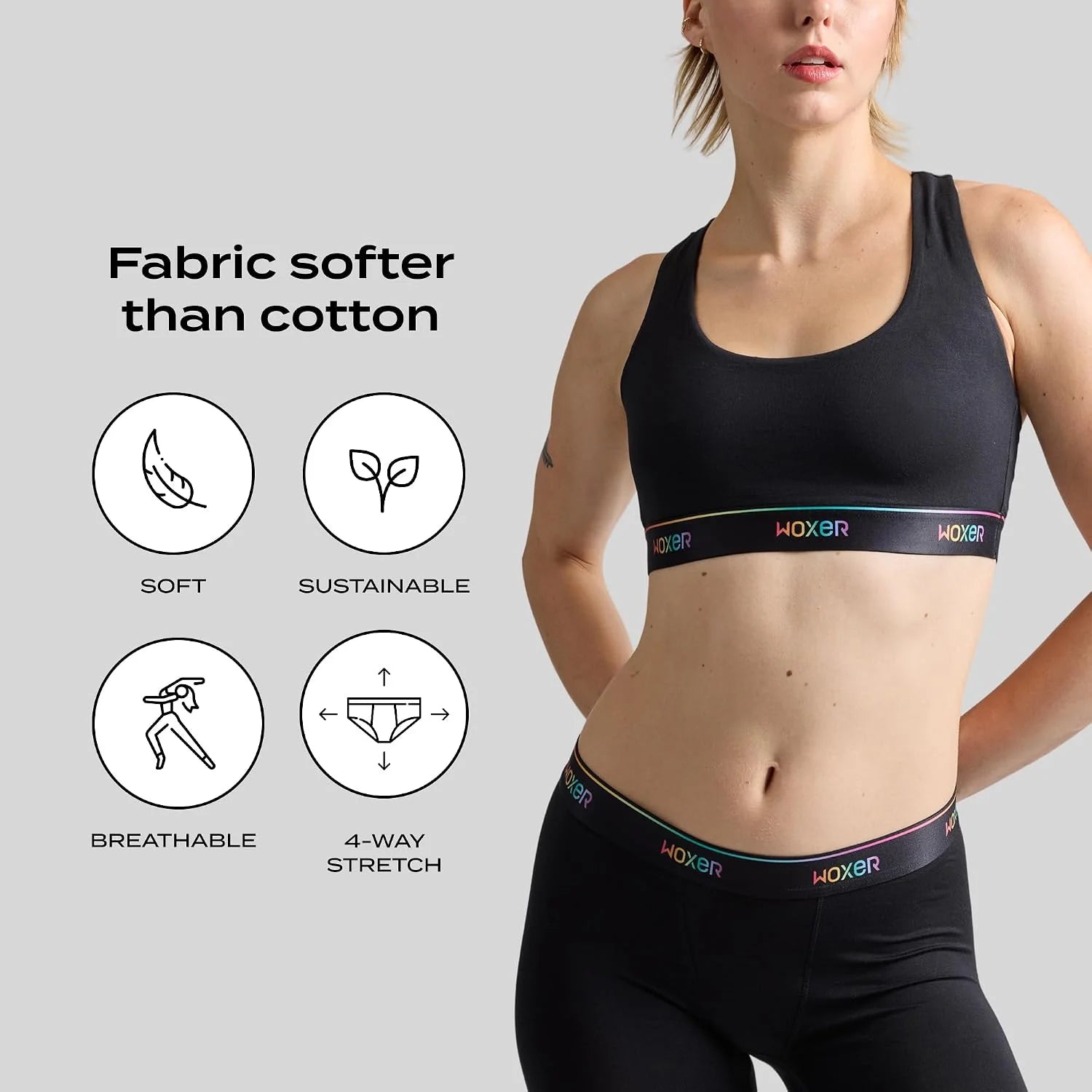 Woxer Boss Bralette for Women – Wireless, Seamless Racerback – Modal Sports Bra, Lounge, Sleep Bralette, Wireless Bra