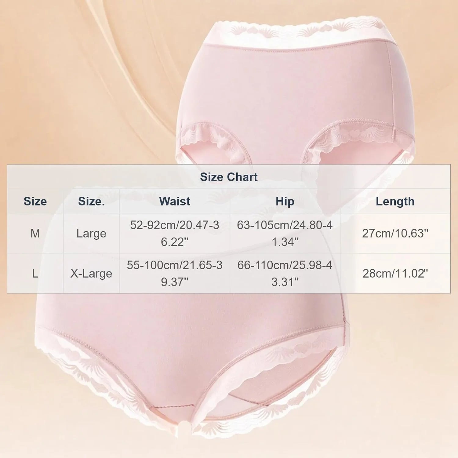 Womens Lace Trim Mid Waist Brief Underwear Comfortable Panties