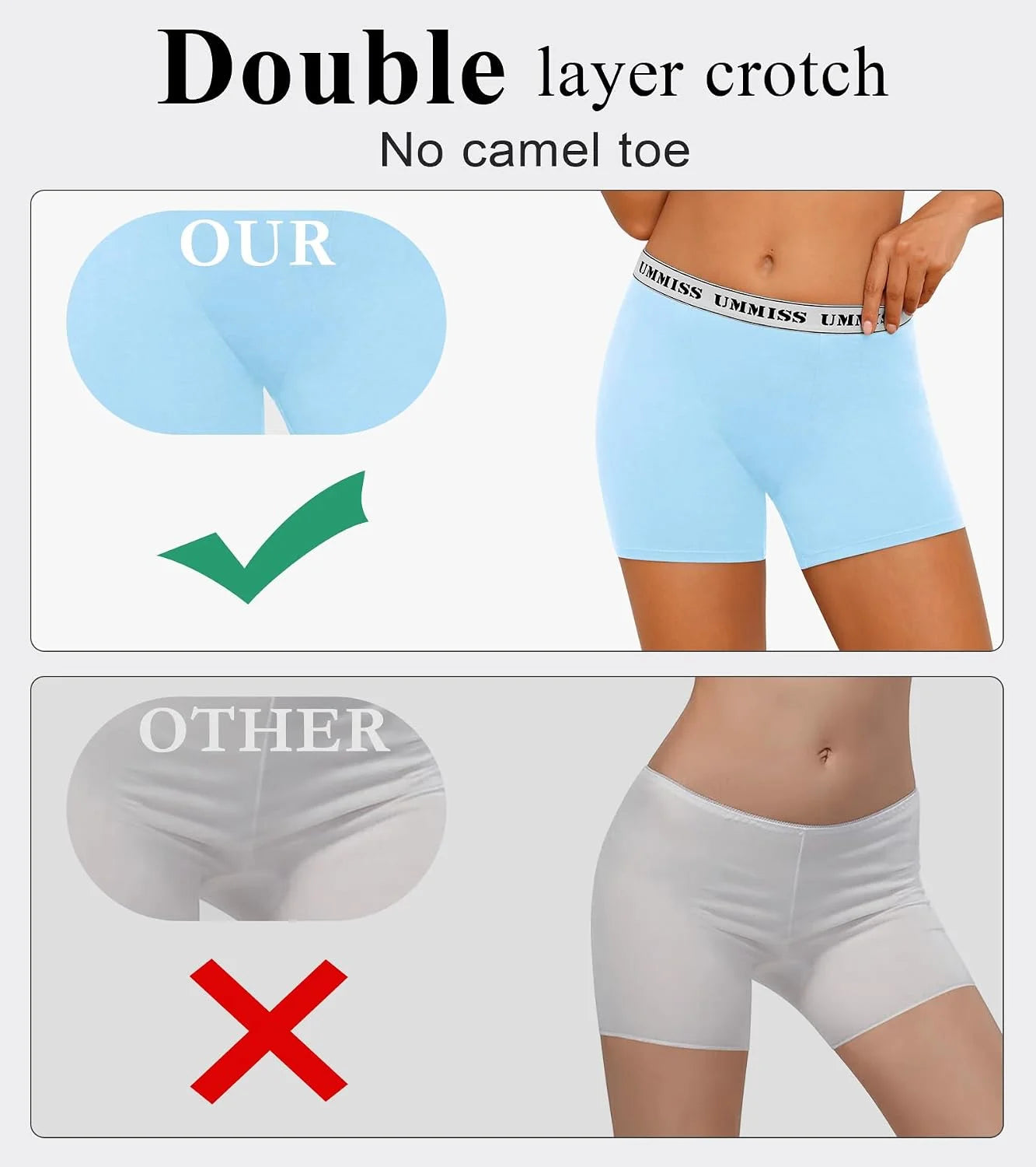 UMMISS Womens Boxer Briefs Underwear Boy Shorts Cotton Underwear Soft Anti Chafing Ladies Panties 4 Pack