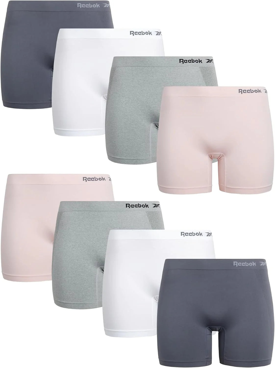 Reebok Womens Boyshorts 8 Pack 6'' Inseam Long Leg Performance Underwear