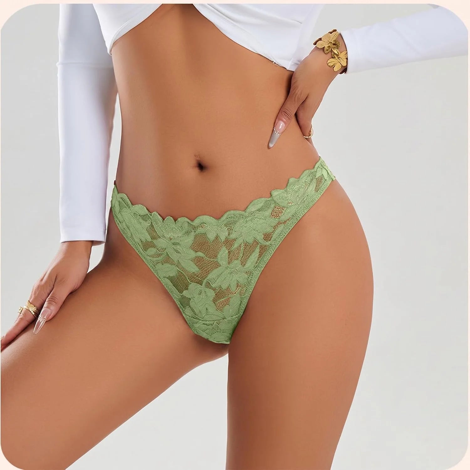 High Waist Lace Underwear for Women Sexy Thong Panties