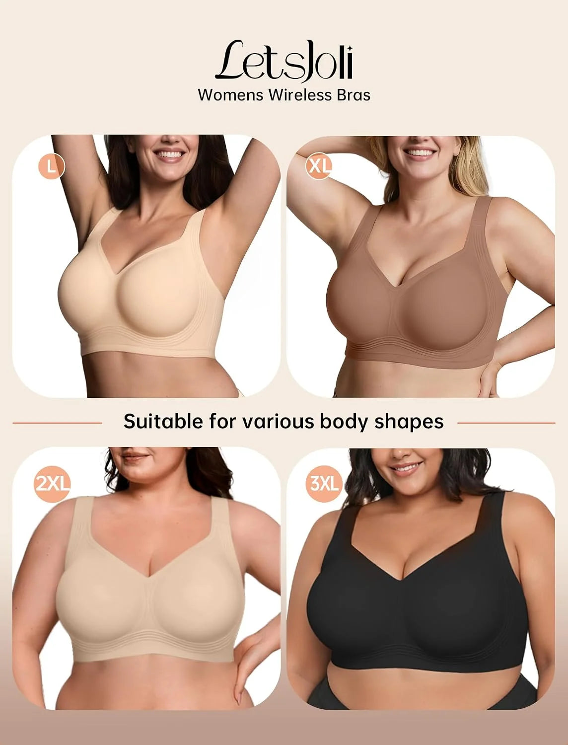 LetsJoli Jelly Bras for Women No Underwire Plus Size Push Up Supportive