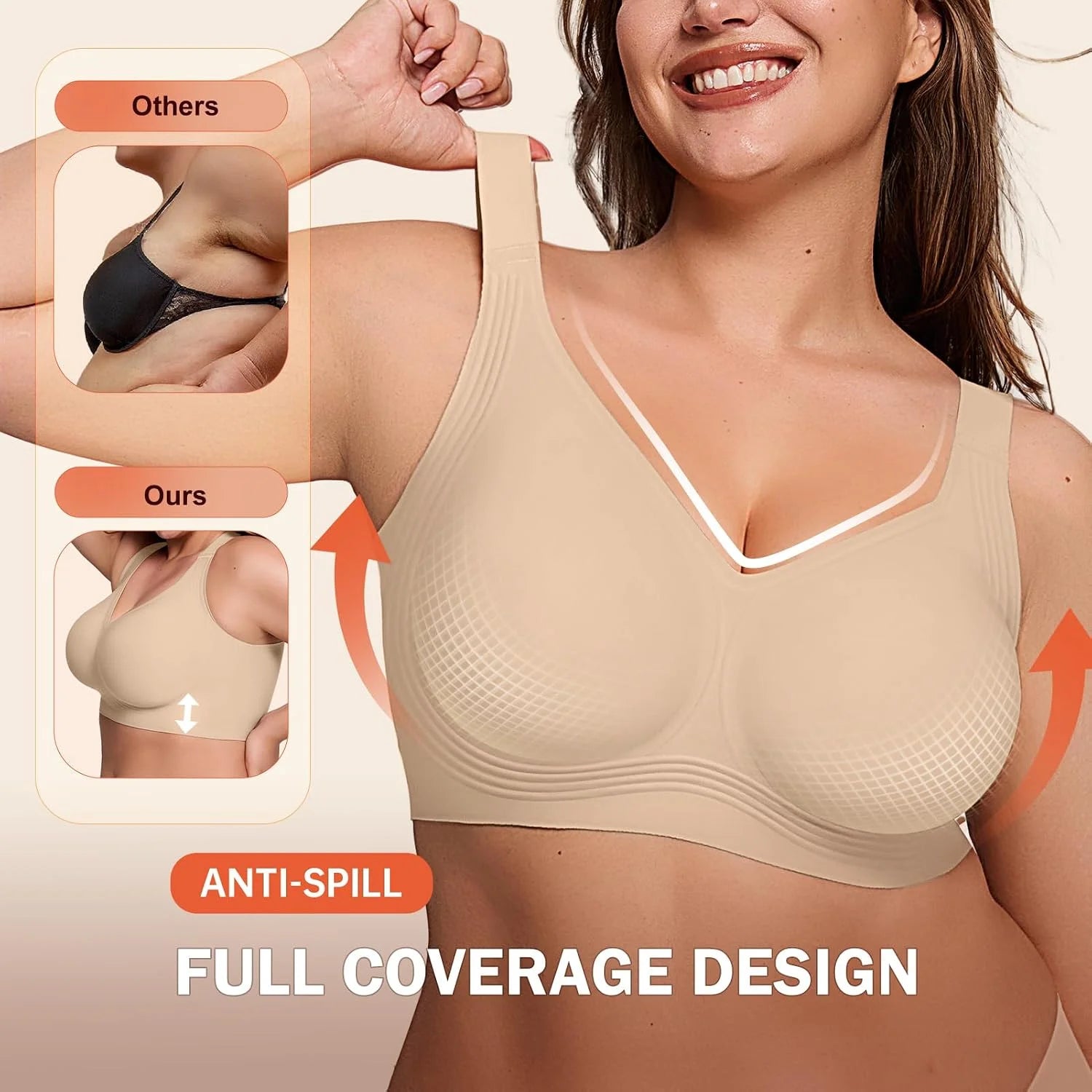 LetsJoli Jelly Bras for Women No Underwire Plus Size Push Up Supportive