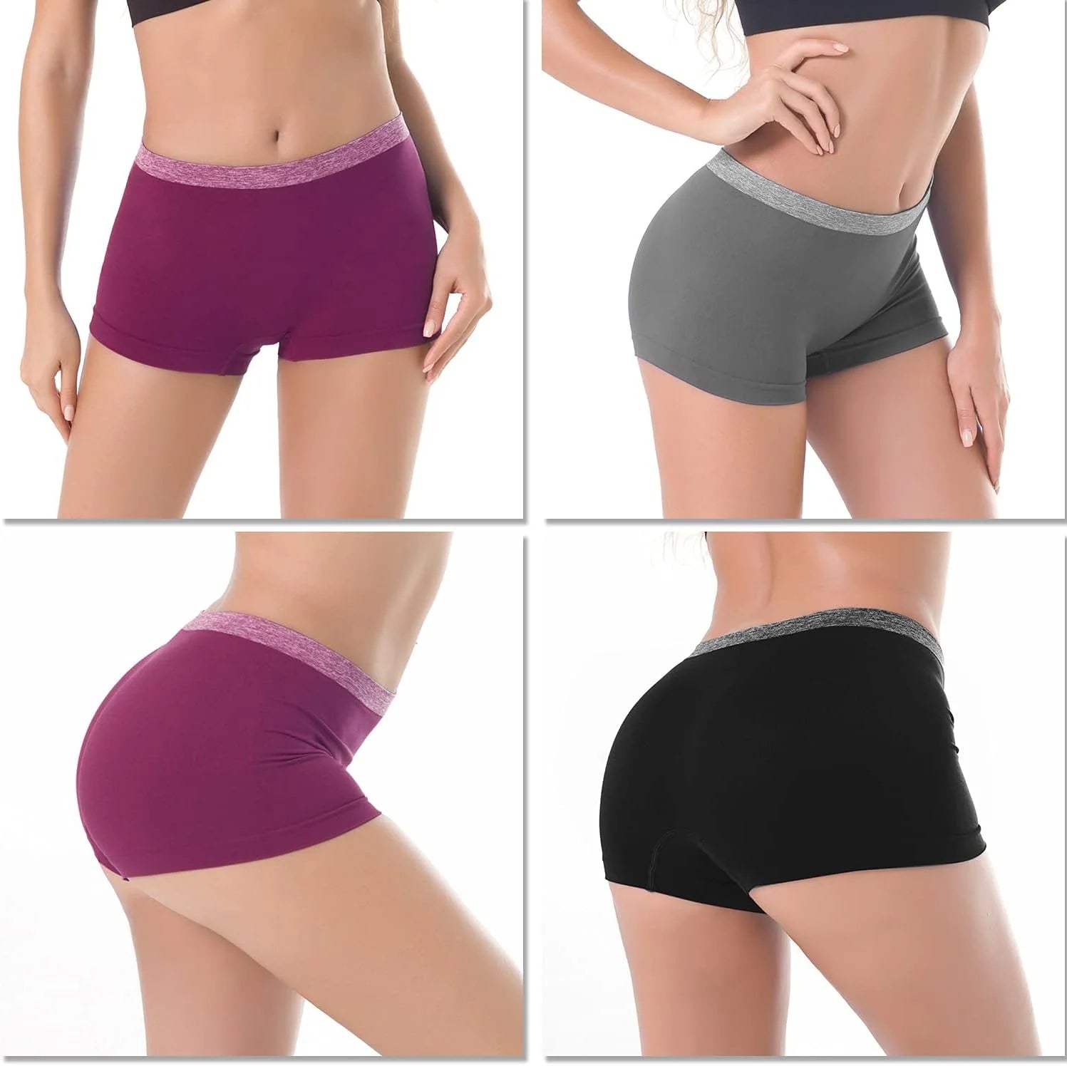 LALESTE Viscose Bamboo Boxer Briefs for Women Cotton Boy Shorts Underwear Soft Stretch Boyshorts Panties 5 Pack