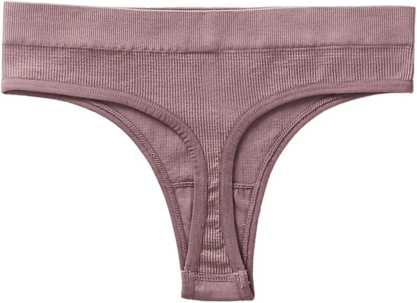 Womens Ribbed Seamless Thong High Waisted Brief Underwear