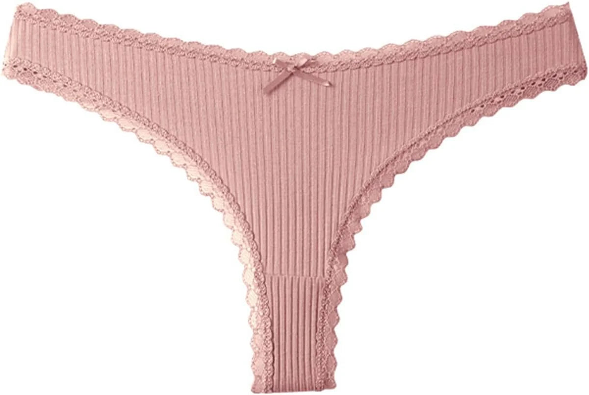 Lace Trim Low Waist Panties for Women Breathable Sexy Underwear