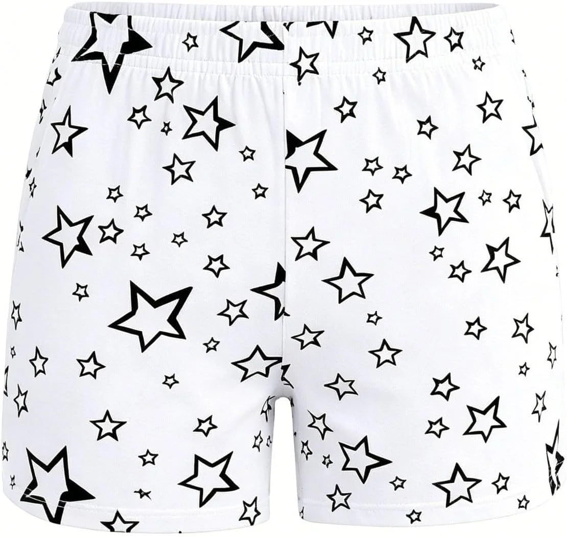 Women's Boyshorts Underwear Cute Stars Print Boxer Briefs Full Coverage Lounge Bottom Breathable Panties
