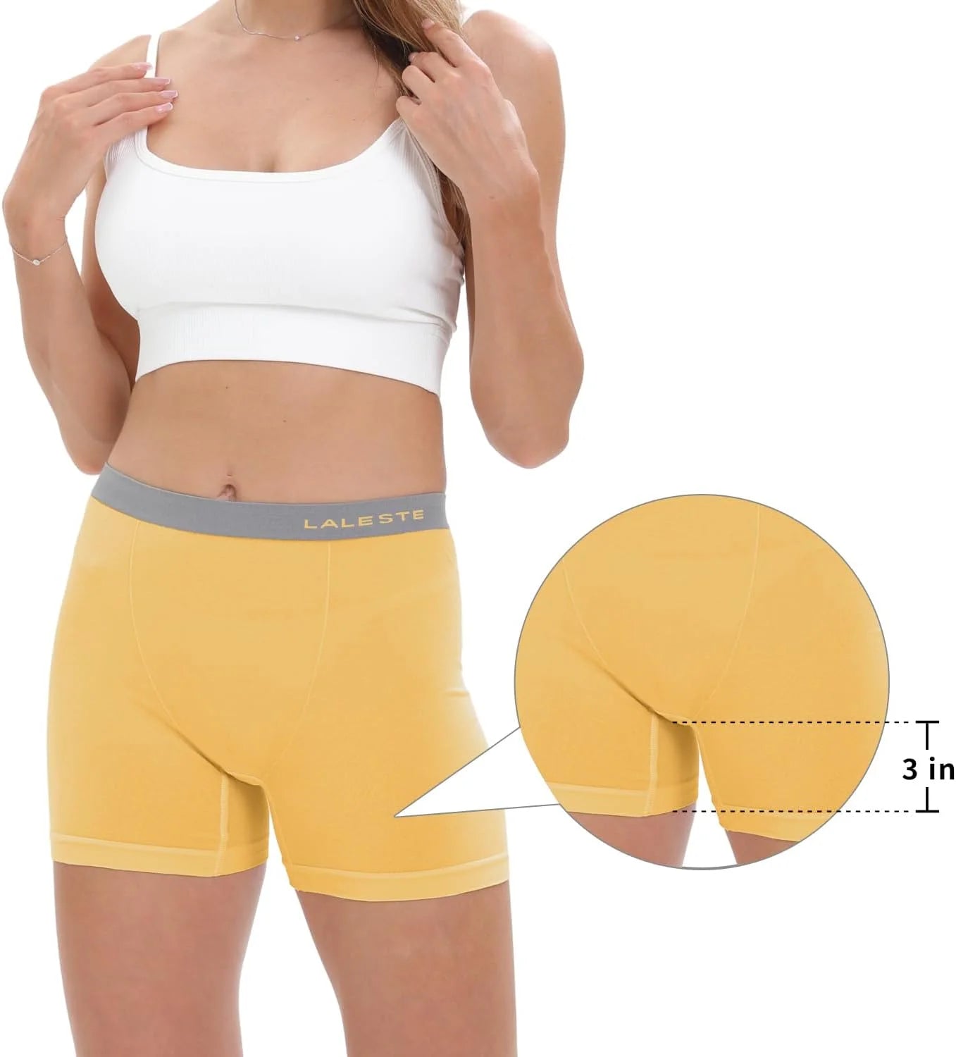 LALESTE Women's Cotton Boxer Briefs, 3-Inch Inseam, Full Coverage, 5 Pack