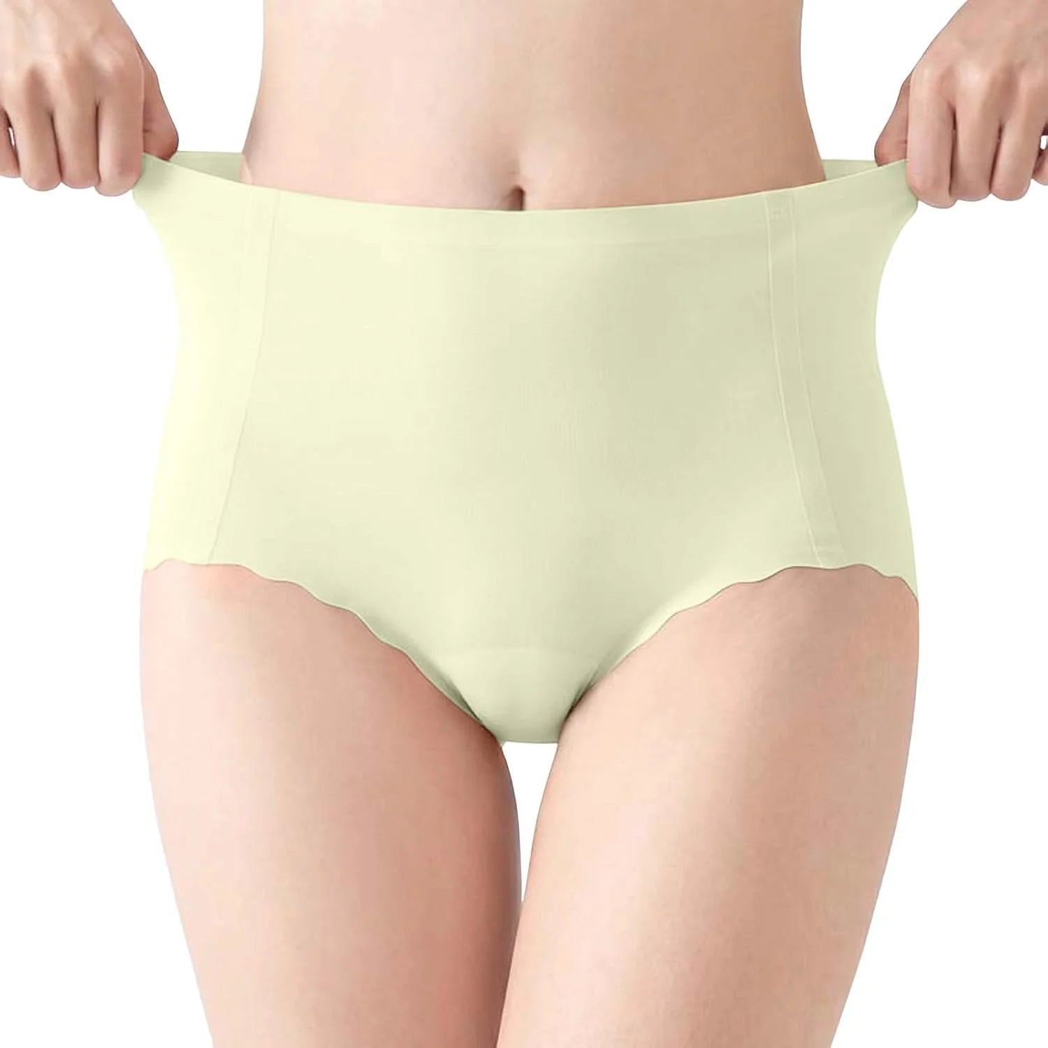 Scalloped Mid Waist Briefs for Women Seamless Everyday Underwear