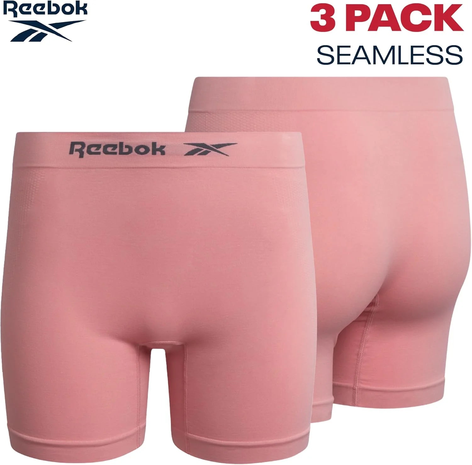 Reebok Womens Boyshorts 3 Pack Long Leg Performance Underwear 6" Inseam