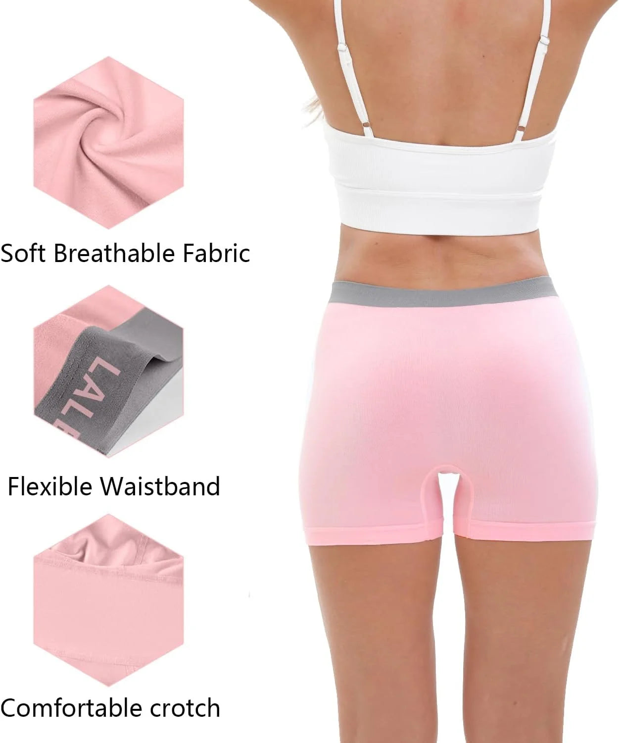 LALESTE Women's Cotton Boxer Briefs, 3-Inch Inseam, Full Coverage, 5 Pack