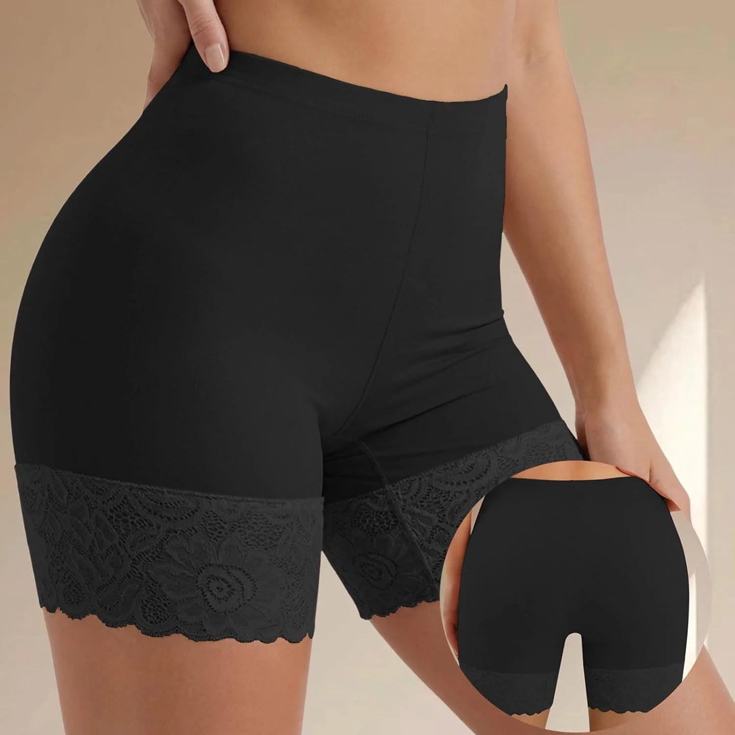 Women's Lace Patchwork Shapewear Shorts - Tummy Control High Waisted Body Shaper Slimming Underwear Boxer Briefs