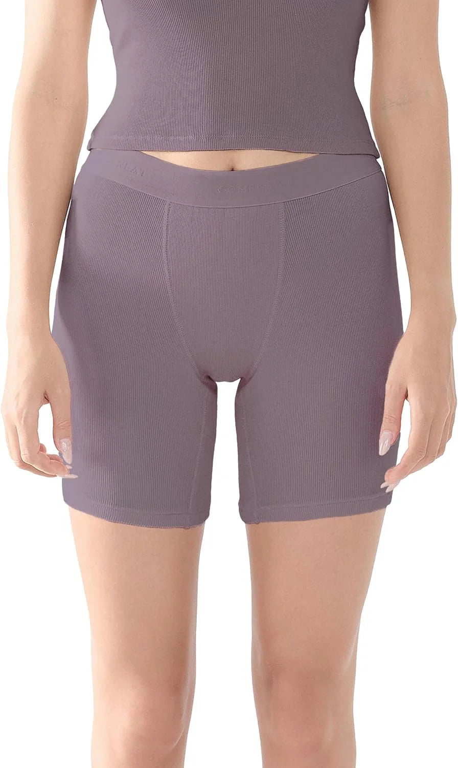 Comfneat Women's Boxer Cotton Rib Fabric with Spandex Boyshorts