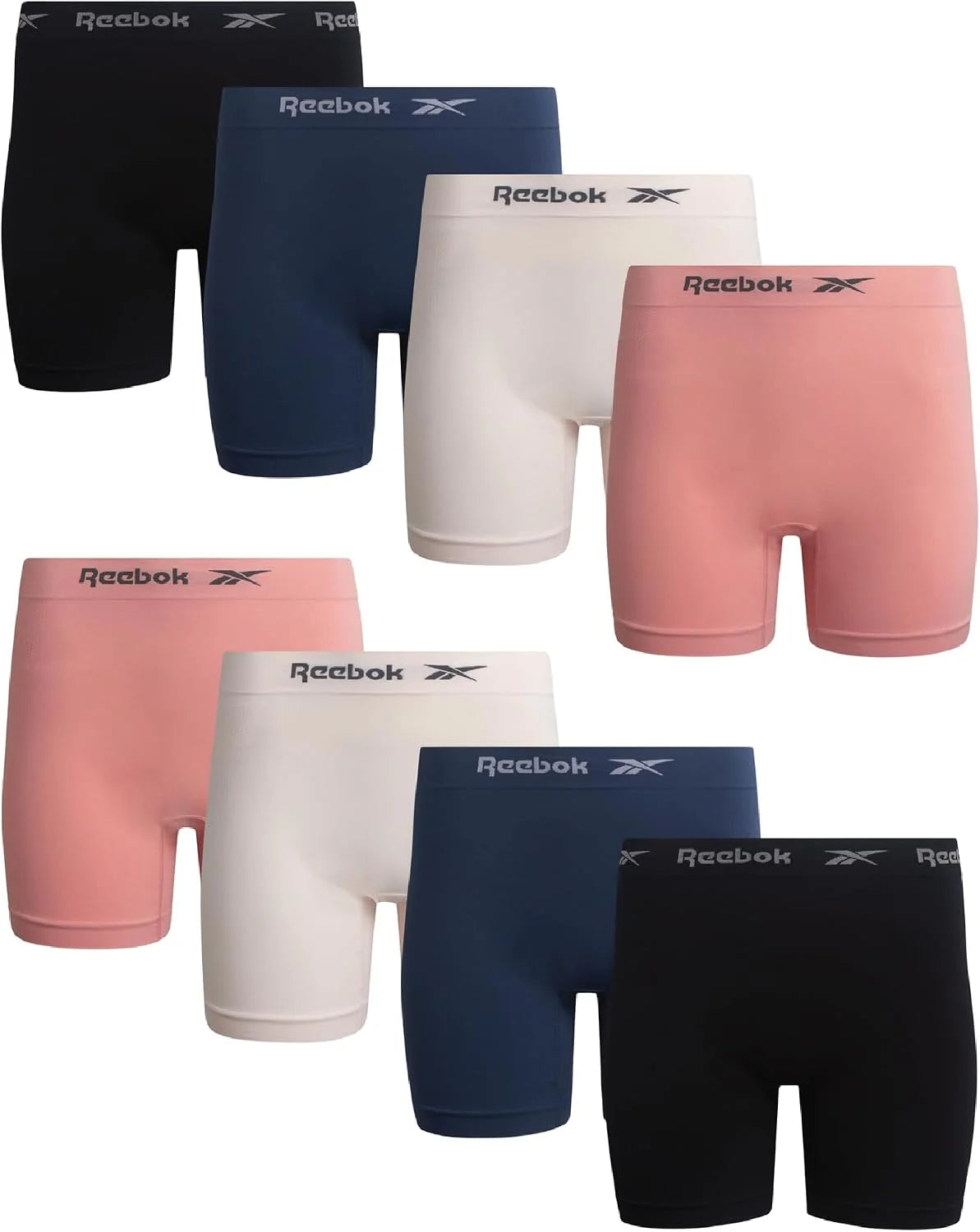 Reebok Womens Boyshorts 8 Pack 6'' Inseam Long Leg Performance Underwear