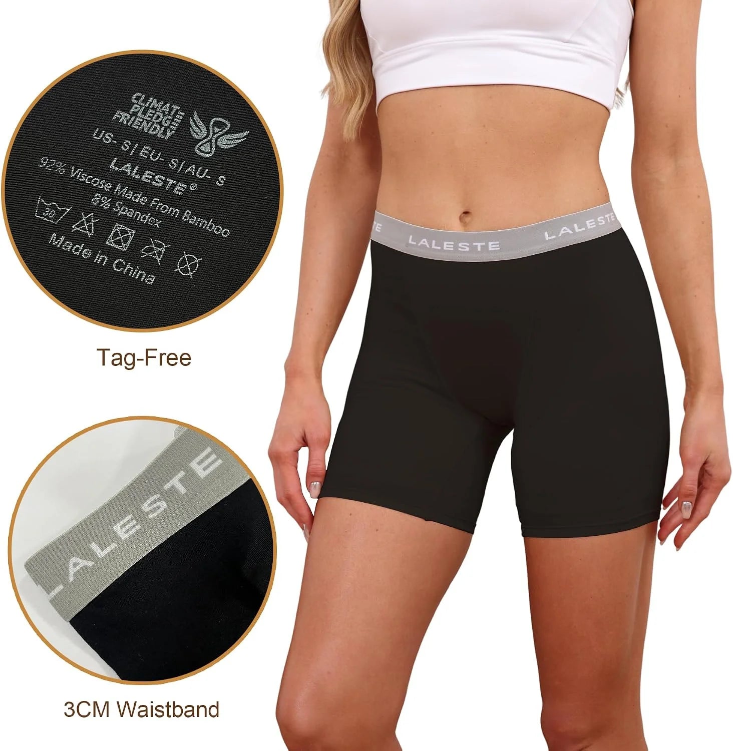 LALESTE Viscose Bamboo Boxer Briefs for Women Cotton Boy Shorts Underwear Soft Stretch Boyshorts Panties 5 Pack