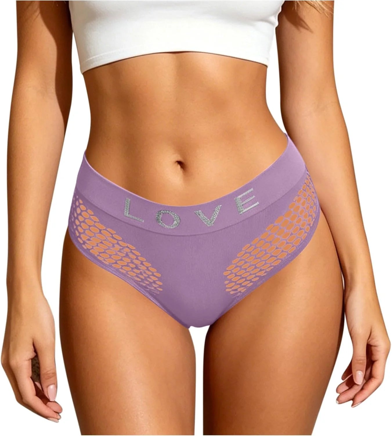 Womens LOVE Letter Hollow Seamless Briefs Breathable Panties