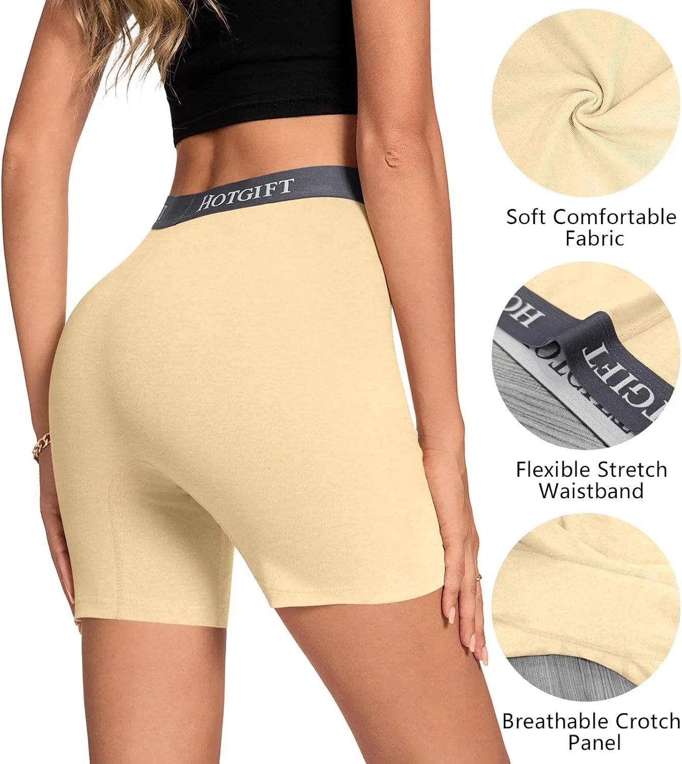 HOTGIFT Women's Boxer Shorts Cotton Boyshorts Underwear 4 Pack