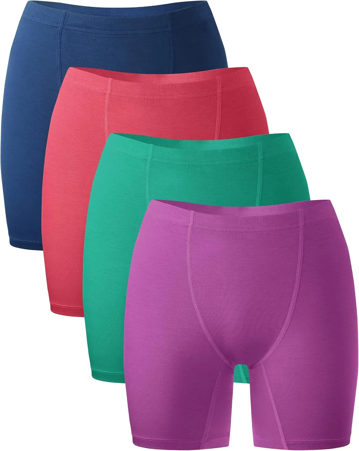 BAMBOO COOL Womens Boyshorts Underwear Boxer Briefs No Ride Up 4 Pack