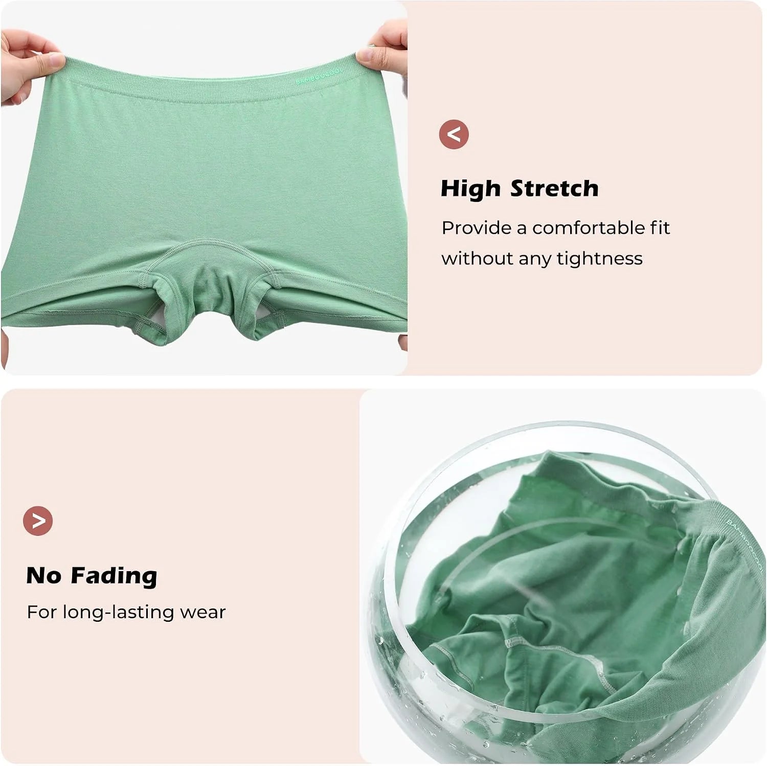 BAMBOO COOL Womens Boyshorts Underwear Cooling Soft Boxer Briefs Panties