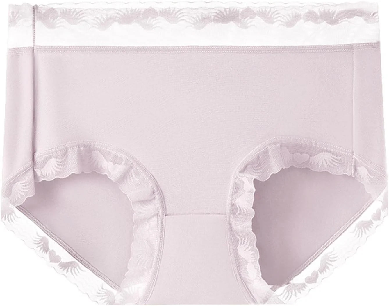 Womens Lace Trim Mid Waist Brief Underwear Comfortable Panties