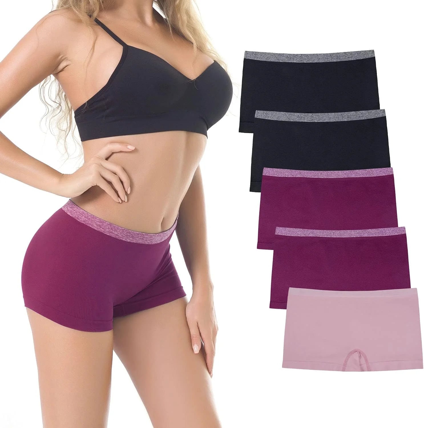 LALESTE Viscose Bamboo Boxer Briefs for Women Cotton Boy Shorts Underwear Soft Stretch Boyshorts Panties 5 Pack
