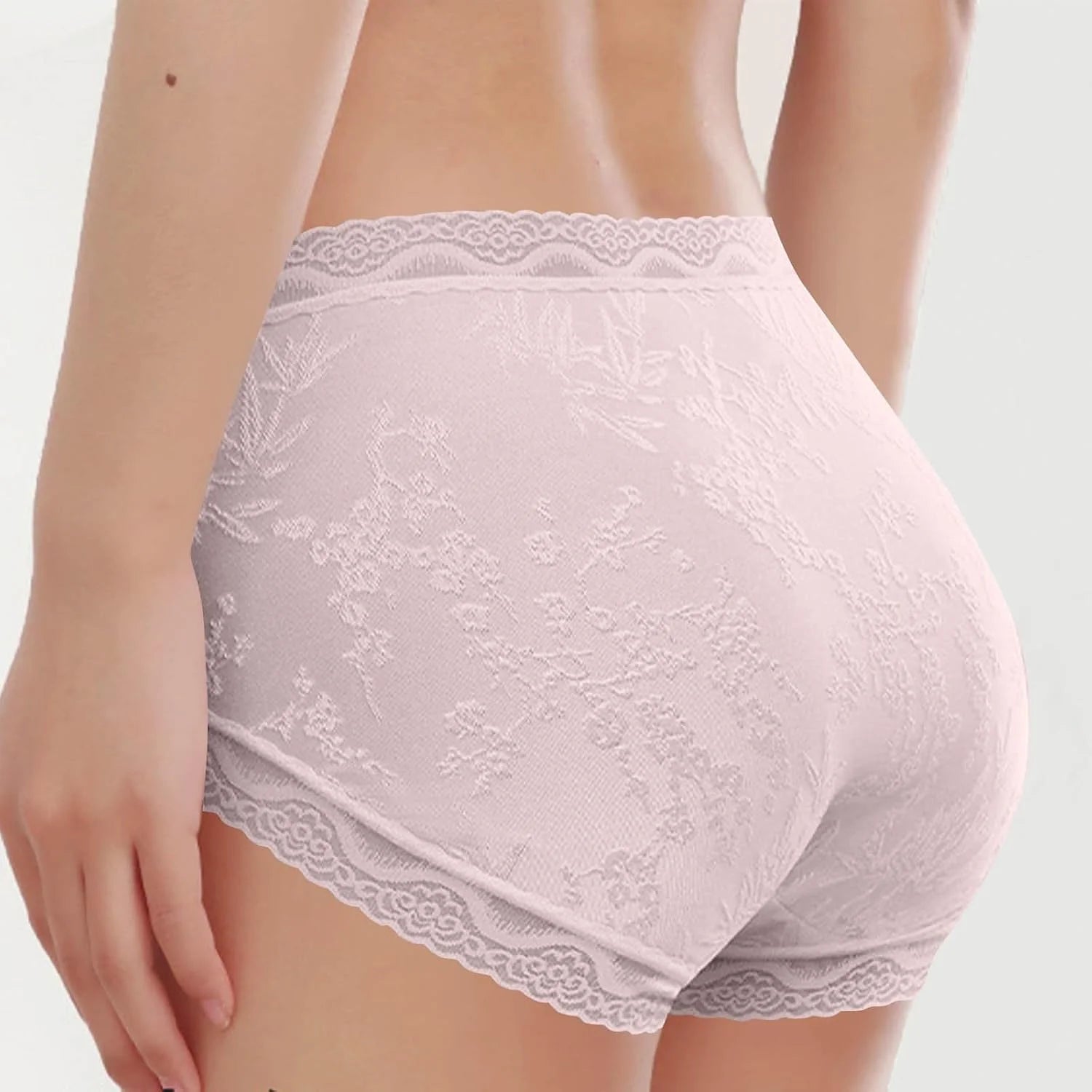 Lace Trim Mid Waist Soft Underwear for Women Comfort Daily Briefs