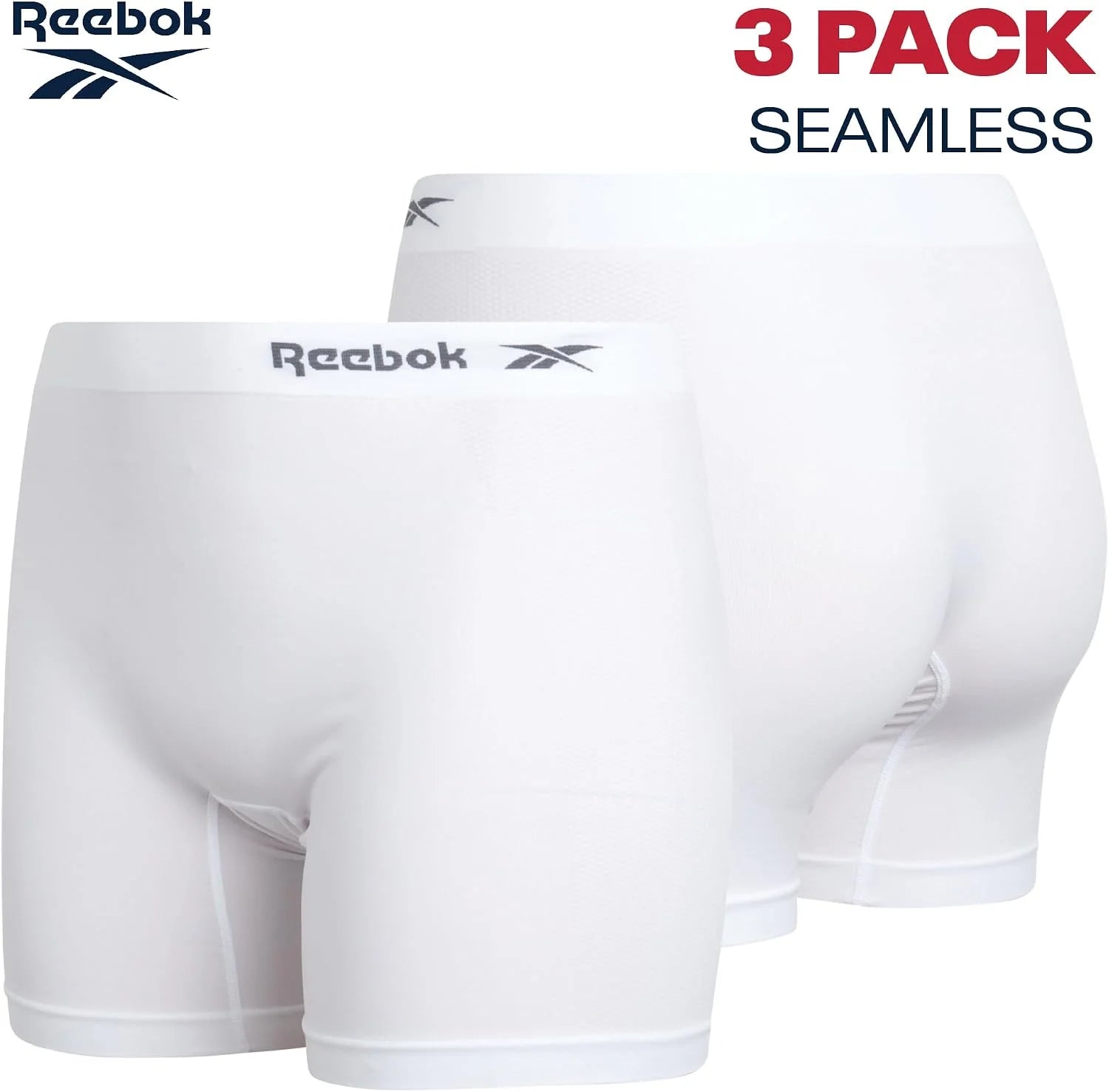 Reebok Womens Boyshorts 3 Pack Long Leg Performance Underwear 6" Inseam