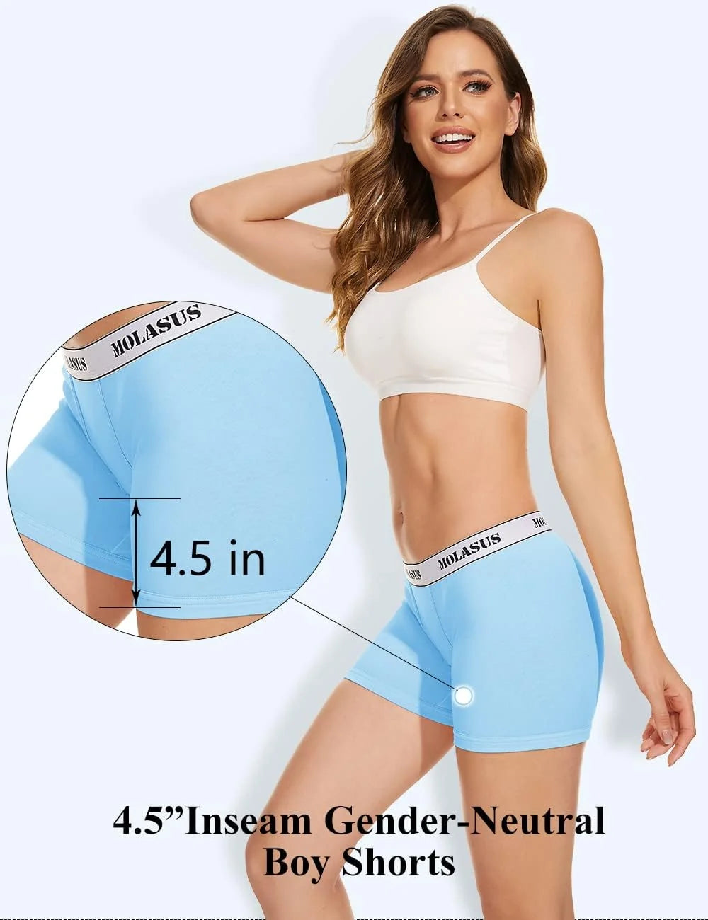 Molasus Womens Cotton Boxer Briefs Boy Shorts Underwear 4Pack