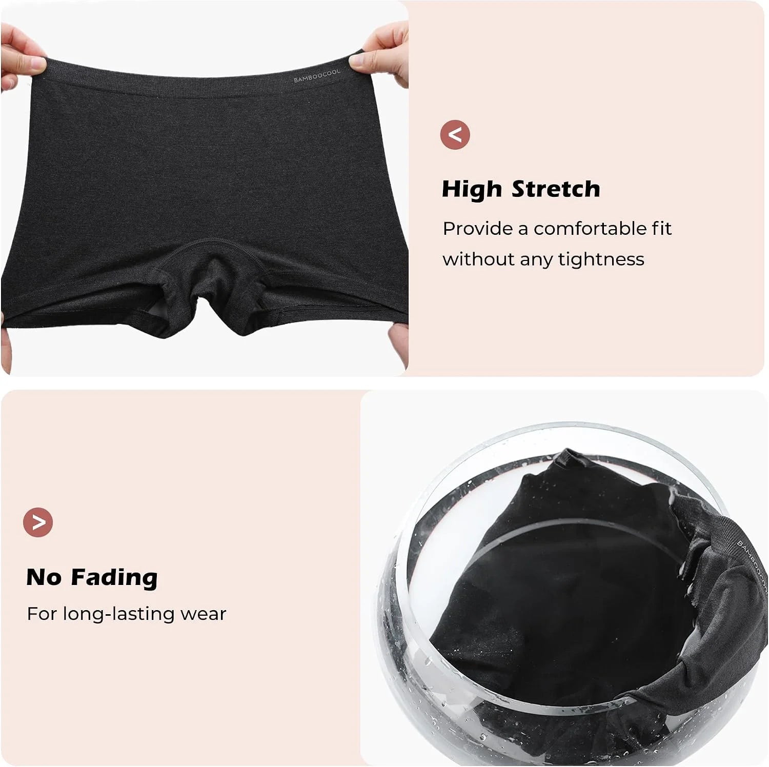BAMBOO COOL Womens Boyshorts Underwear Cooling Soft Boxer Briefs Panties