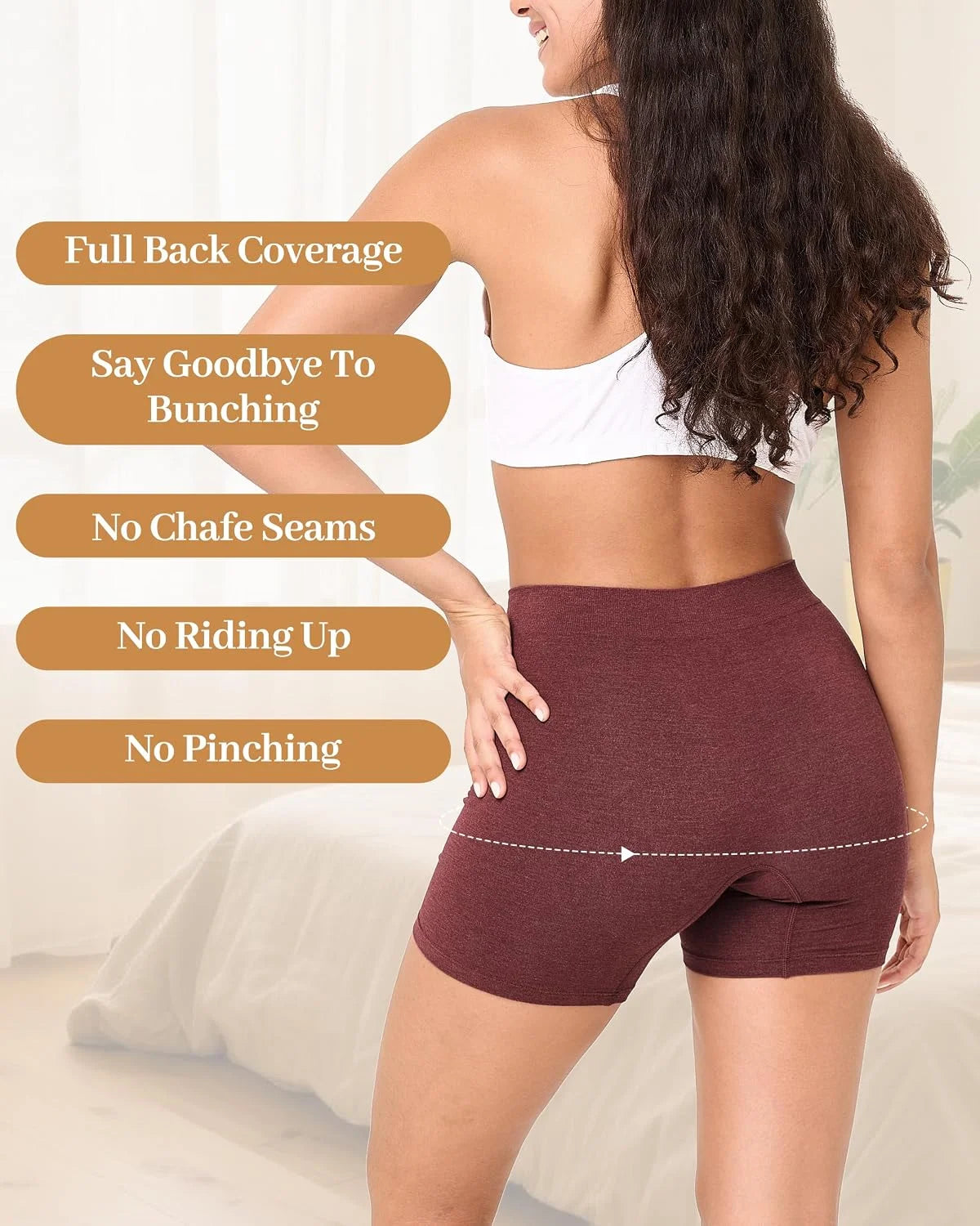 BAMBOO COOL Womens Boyshorts Underwear Anti Chafing Boxer Briefs Panties