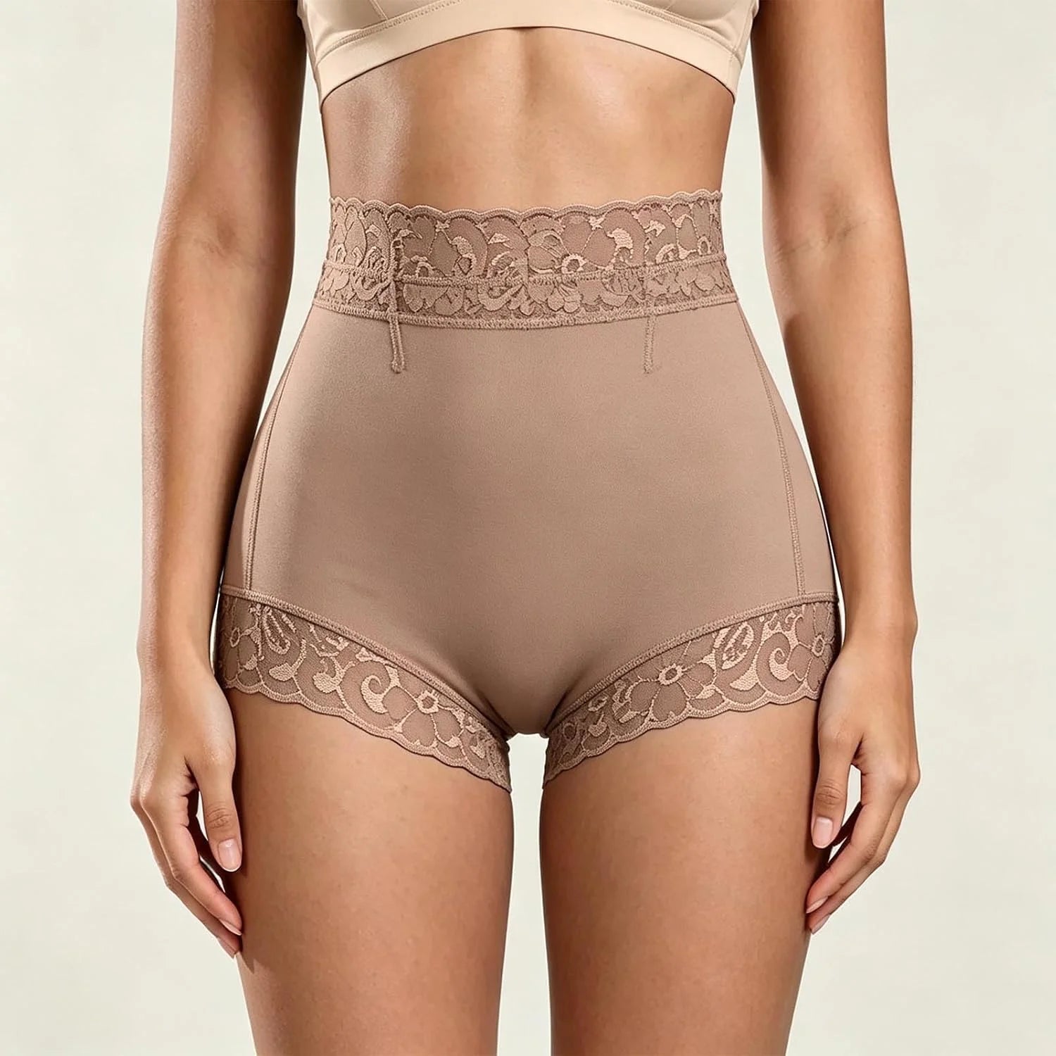 Women's Lace Trim Boyshorts Underwear Panties - Seamless High Waisted Full Coverage Boxer Briefs