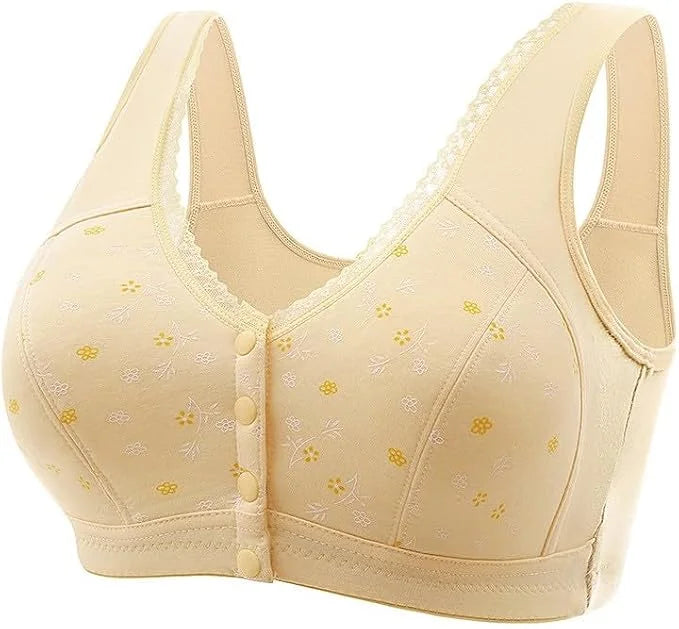 Daisy Bras for Older Women Front Button Close Convenient Everyday Bra 2025 New Comfortable No Underwire Gathering Bra