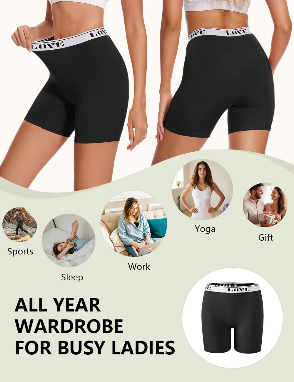 POKARLA Womens Boxer Briefs Underwear High Waisted Modal Boyshorts