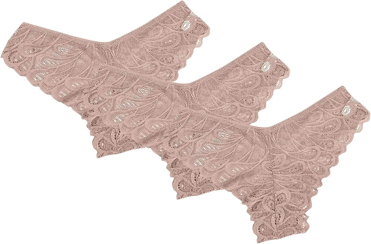 Women's 3-Pack Lace Thongs, Breathable T-Back Panties Comfort See Through G-String Underwear Briefs