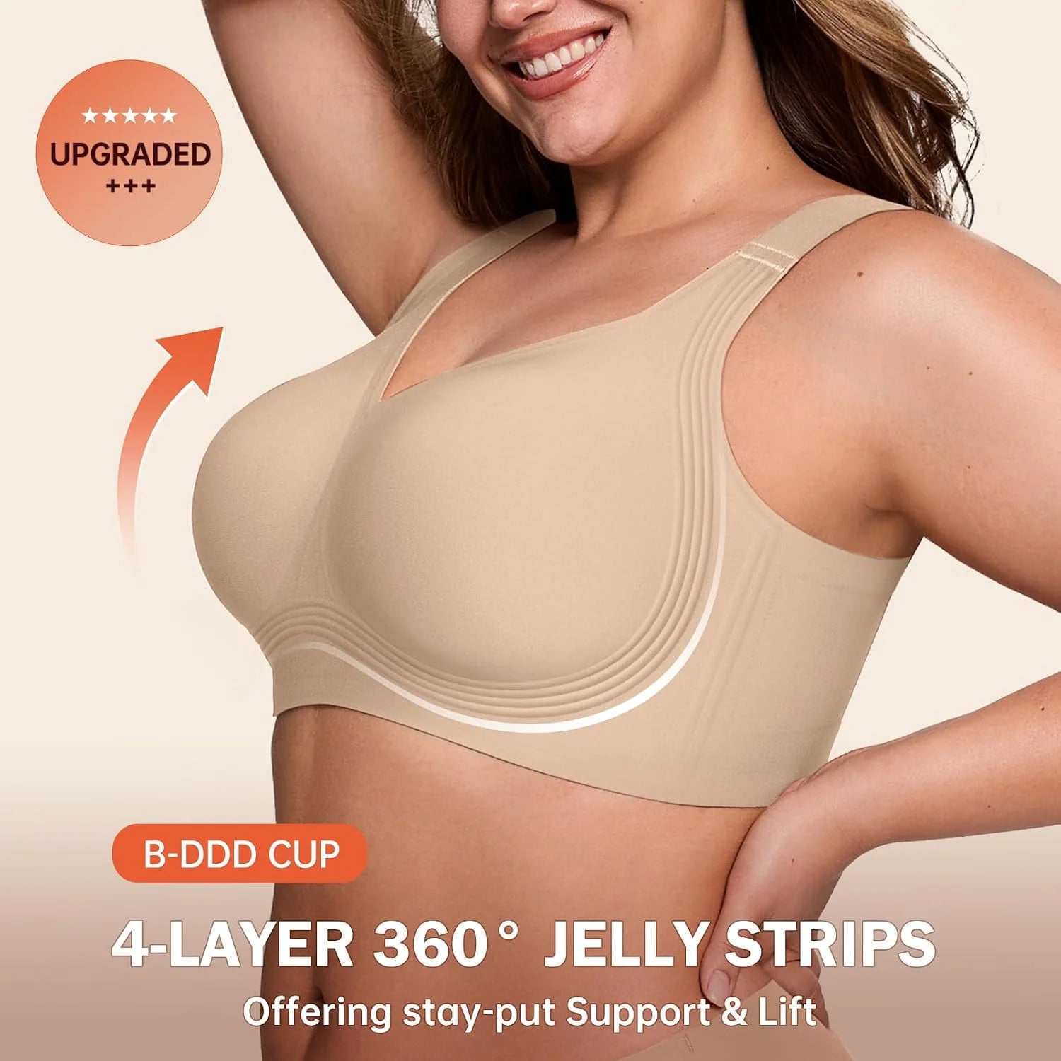 LetsJoli Jelly Bras for Women No Underwire Plus Size Push Up Supportive