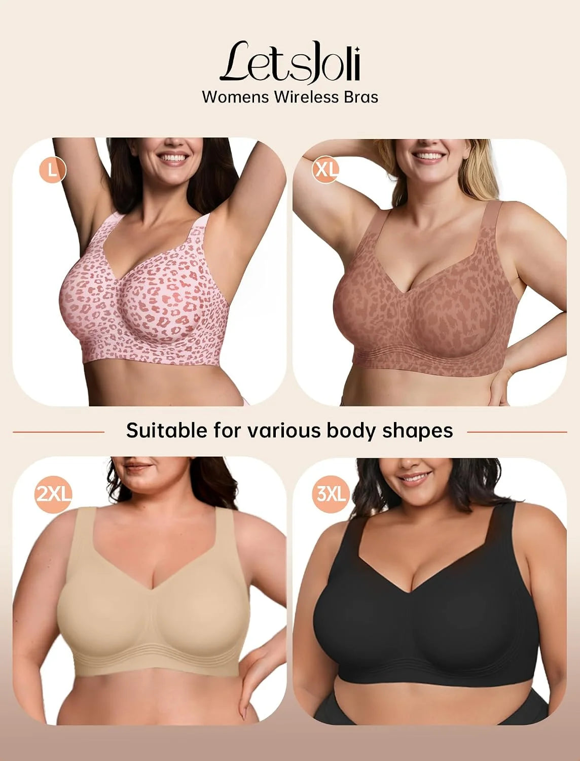 LetsJoli Jelly Bras for Women No Underwire Plus Size Push Up Supportive