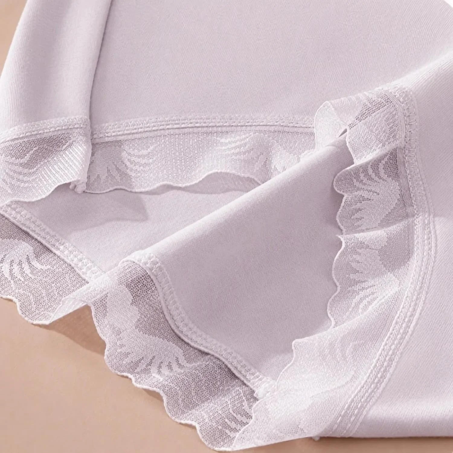 Womens Lace Trim Mid Waist Brief Underwear Comfortable Panties
