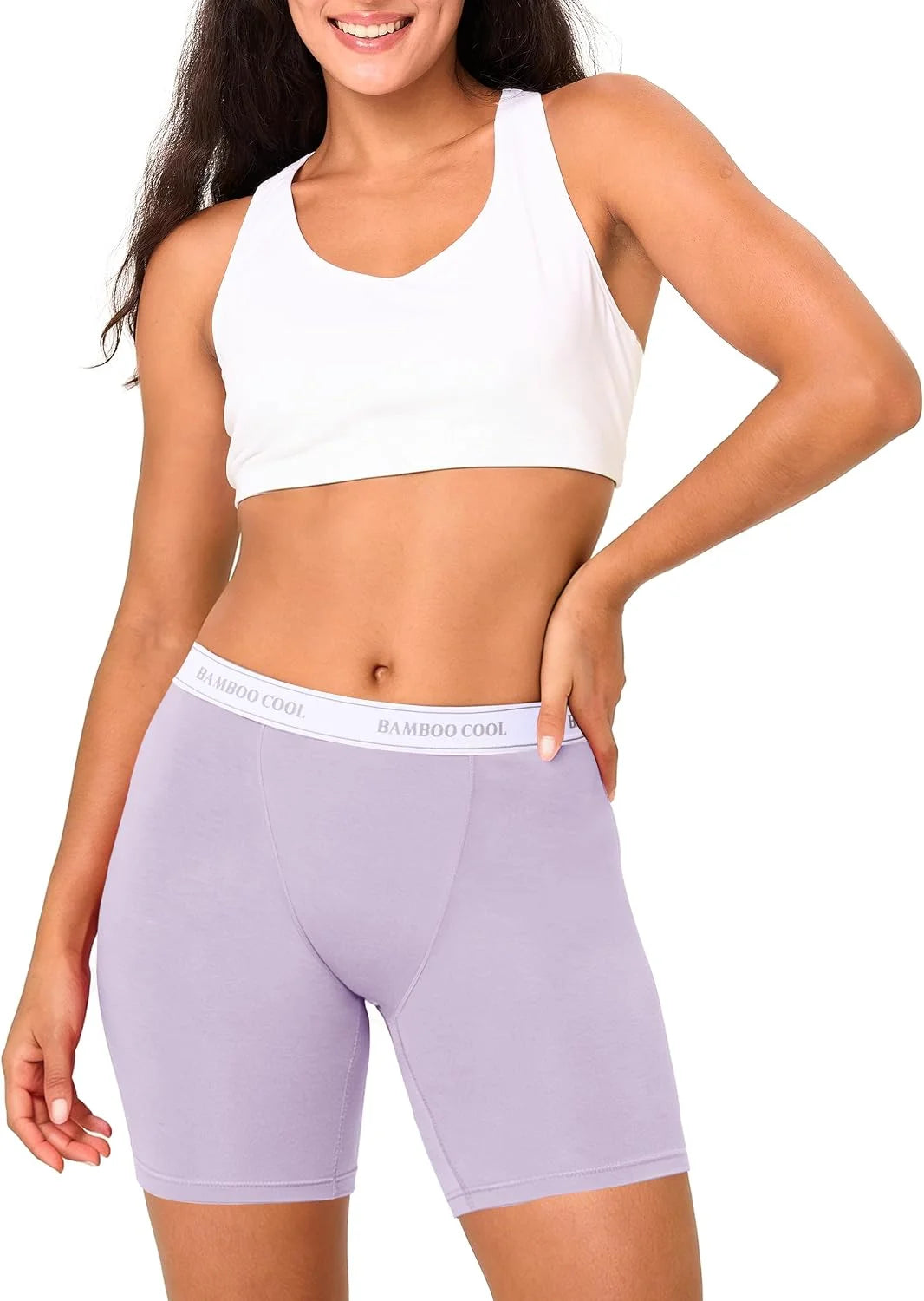 BAMBOO COOL Womens BoyShorts Underwear Full Coverage Ladies Panties High Waisted Boxer Briefs Breathable Stretch 5 Pack