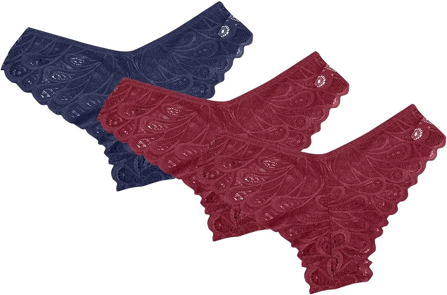 Women's 3-Pack Lace Thongs, Breathable T-Back Panties Comfort See Through G-String Underwear Briefs