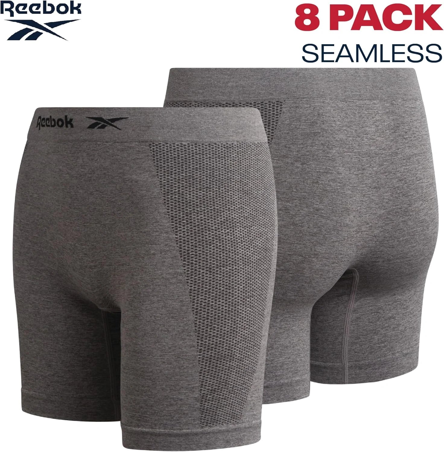 Reebok Womens Boyshorts 8 Pack 6'' Inseam Long Leg Performance Underwear