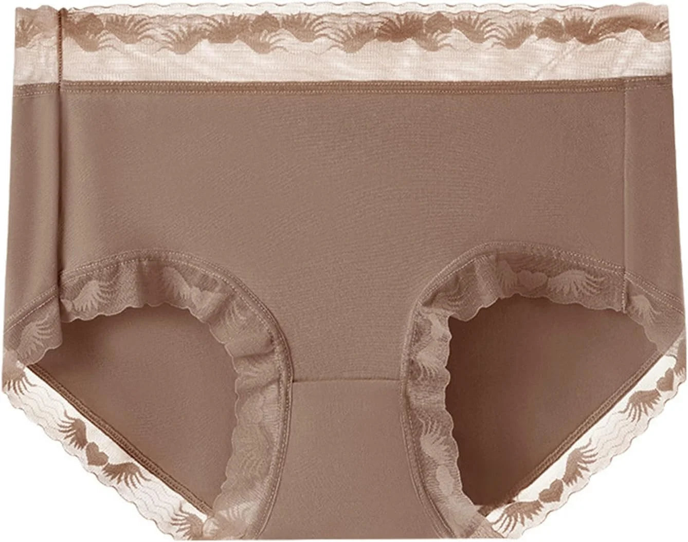 Womens Lace Trim Mid Waist Brief Underwear Comfortable Panties
