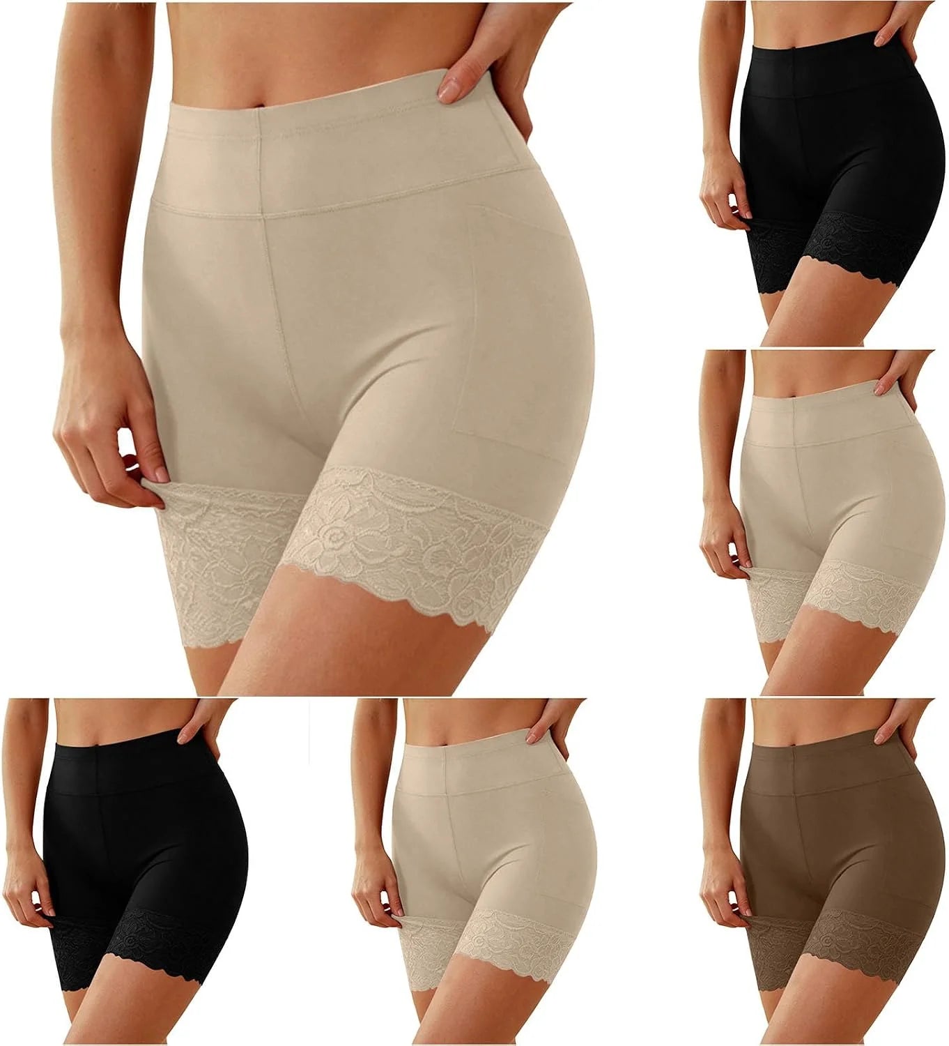 Womens Lace Hem Boyshort Panties Seamless Butt Lifting Underwear