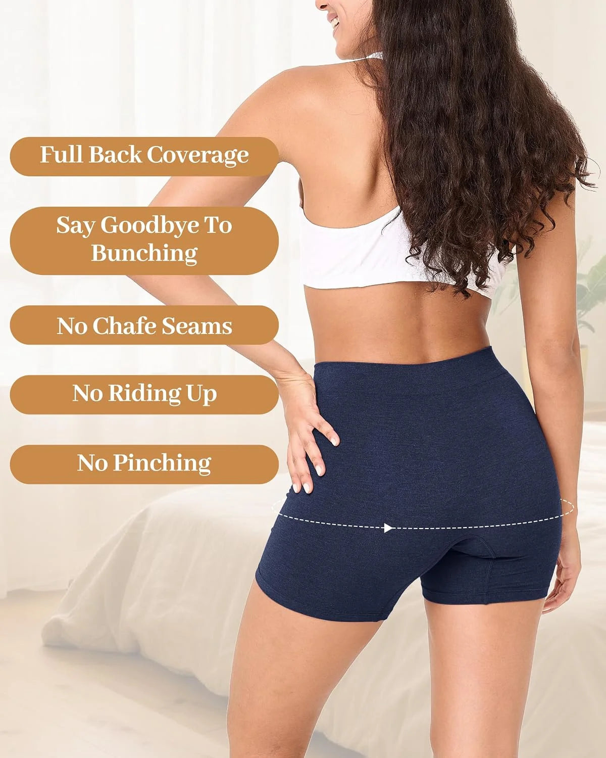BAMBOO COOL Womens Boyshorts Underwear Anti Chafing Boxer Briefs Panties