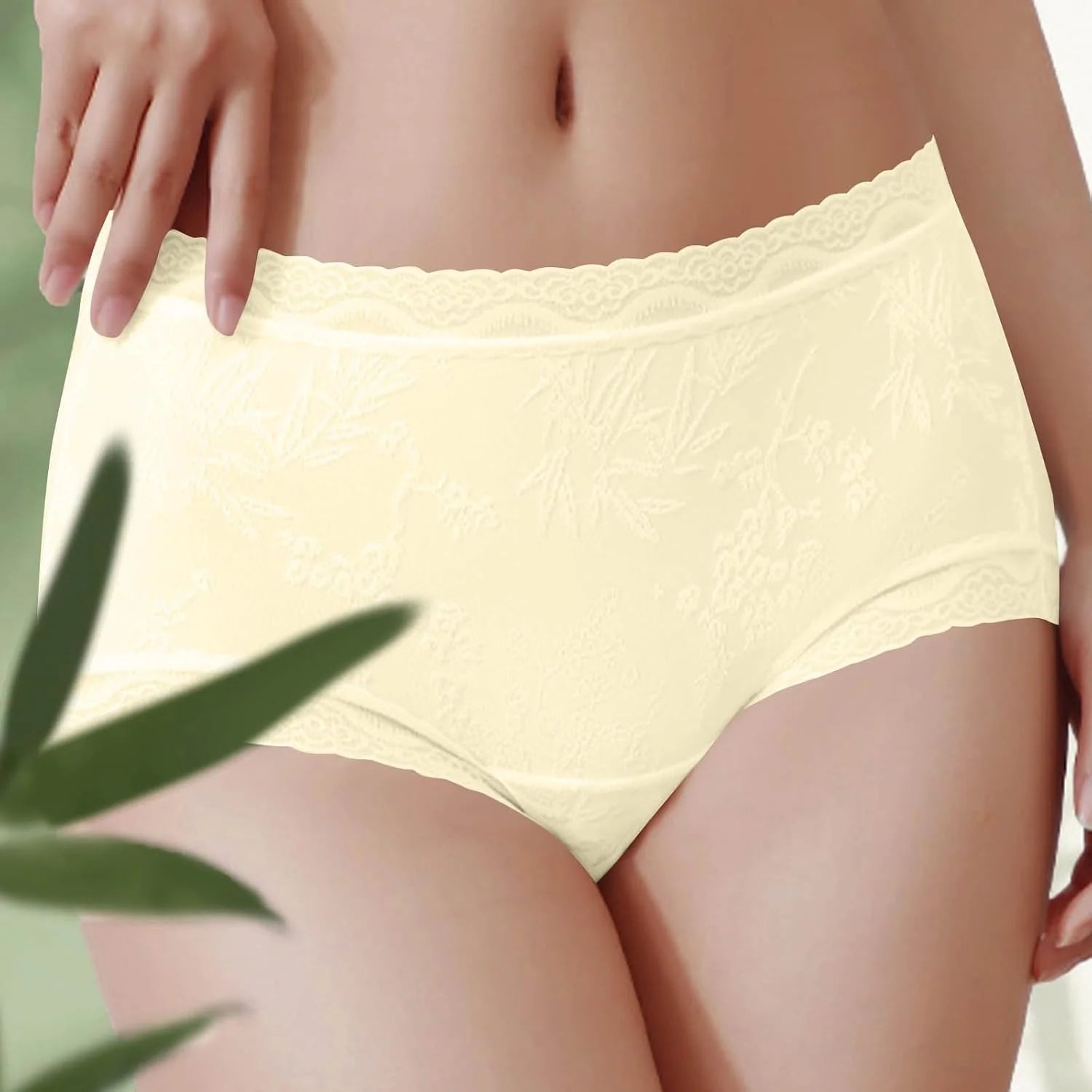 Lace Trim Mid Waist Soft Underwear for Women Comfort Daily Briefs