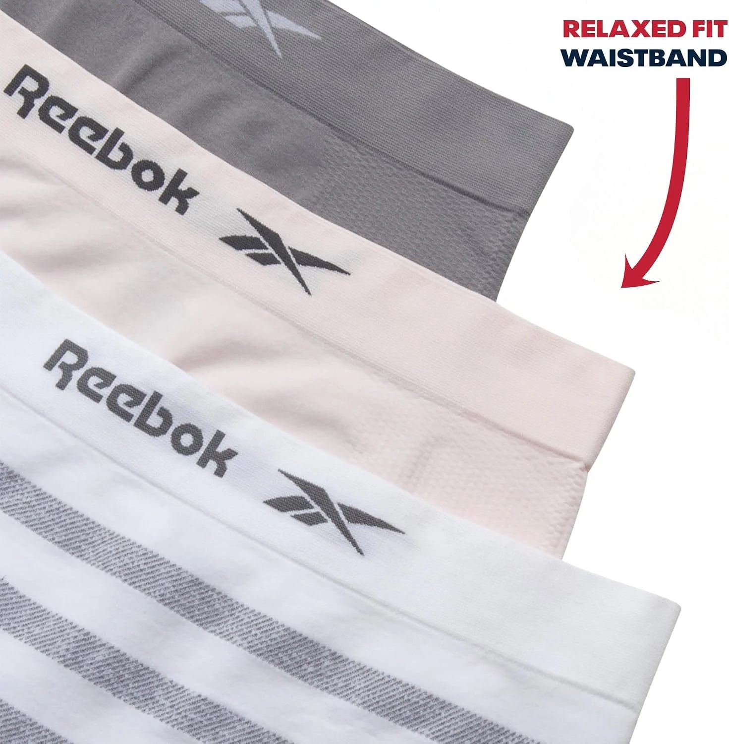 Reebok Womens Boyshorts 3 Pack Long Leg Performance Underwear 6" Inseam
