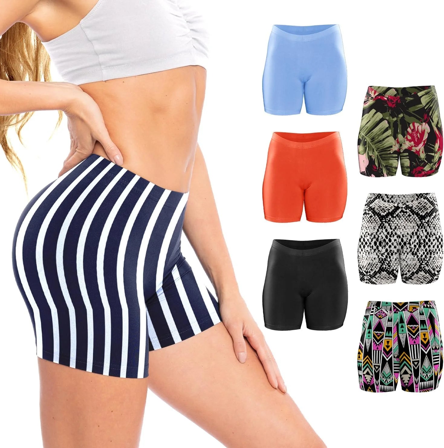 Sexy Basics Women's Ultra Soft Mini Bike Short | Spandex Workout Trunk Boxer | Multi Packs & Colors