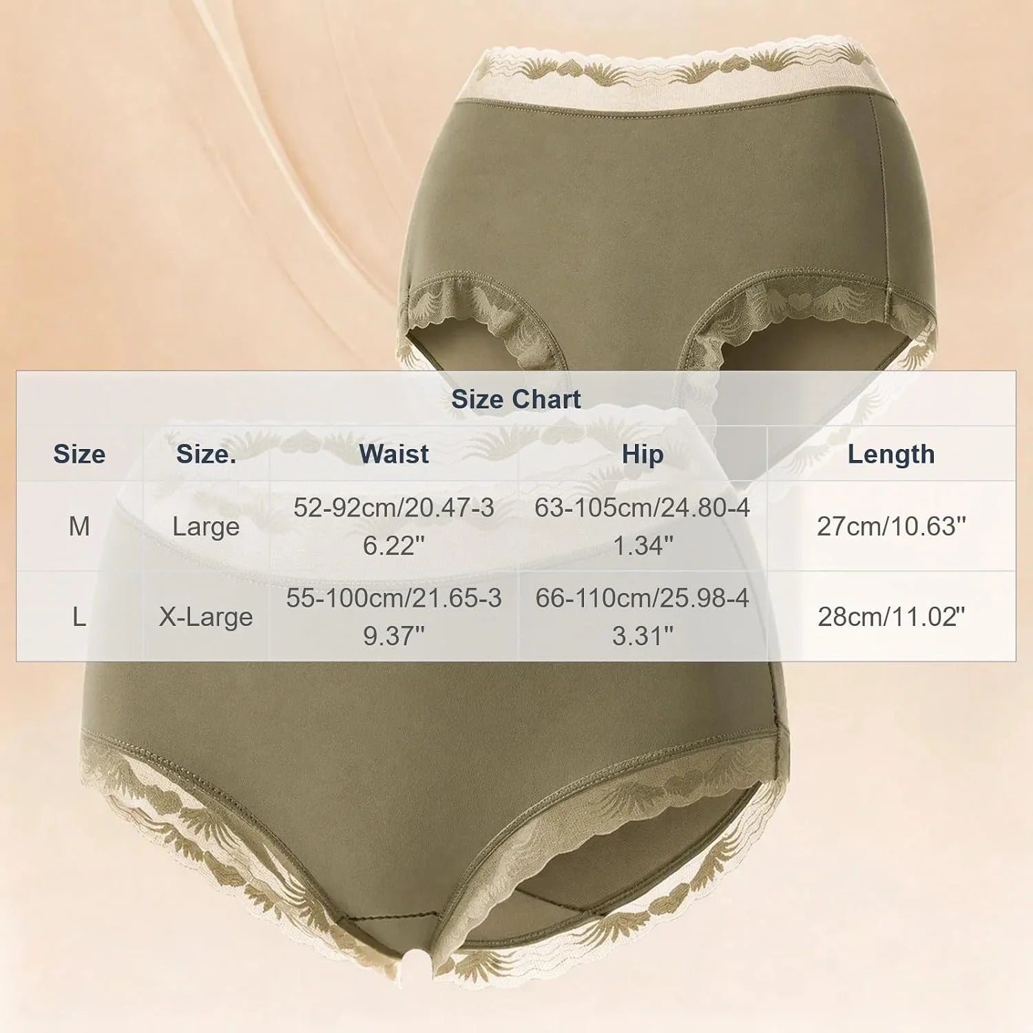Womens Lace Trim Mid Waist Brief Underwear Comfortable Panties