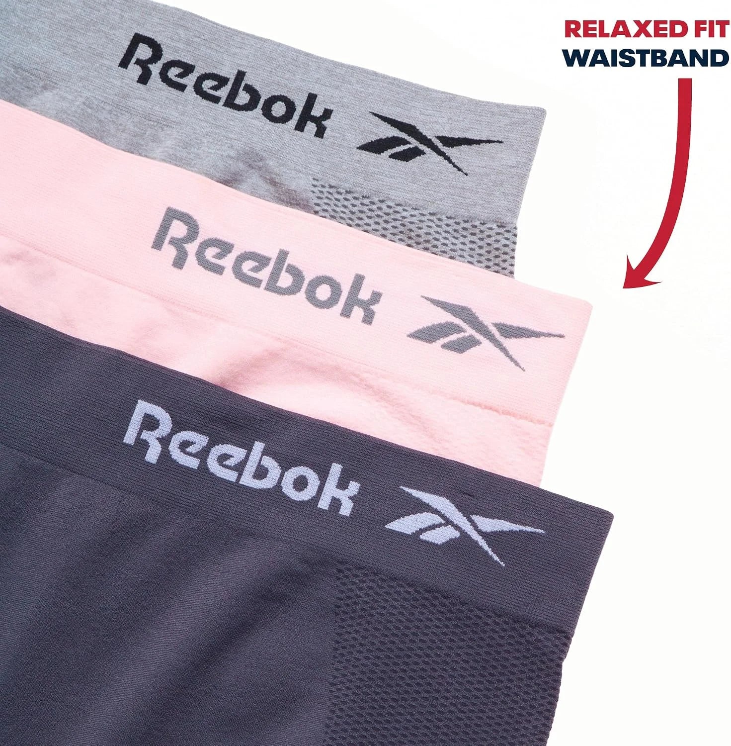 Reebok Womens Boyshorts 3 Pack Long Leg Performance Underwear 6" Inseam
